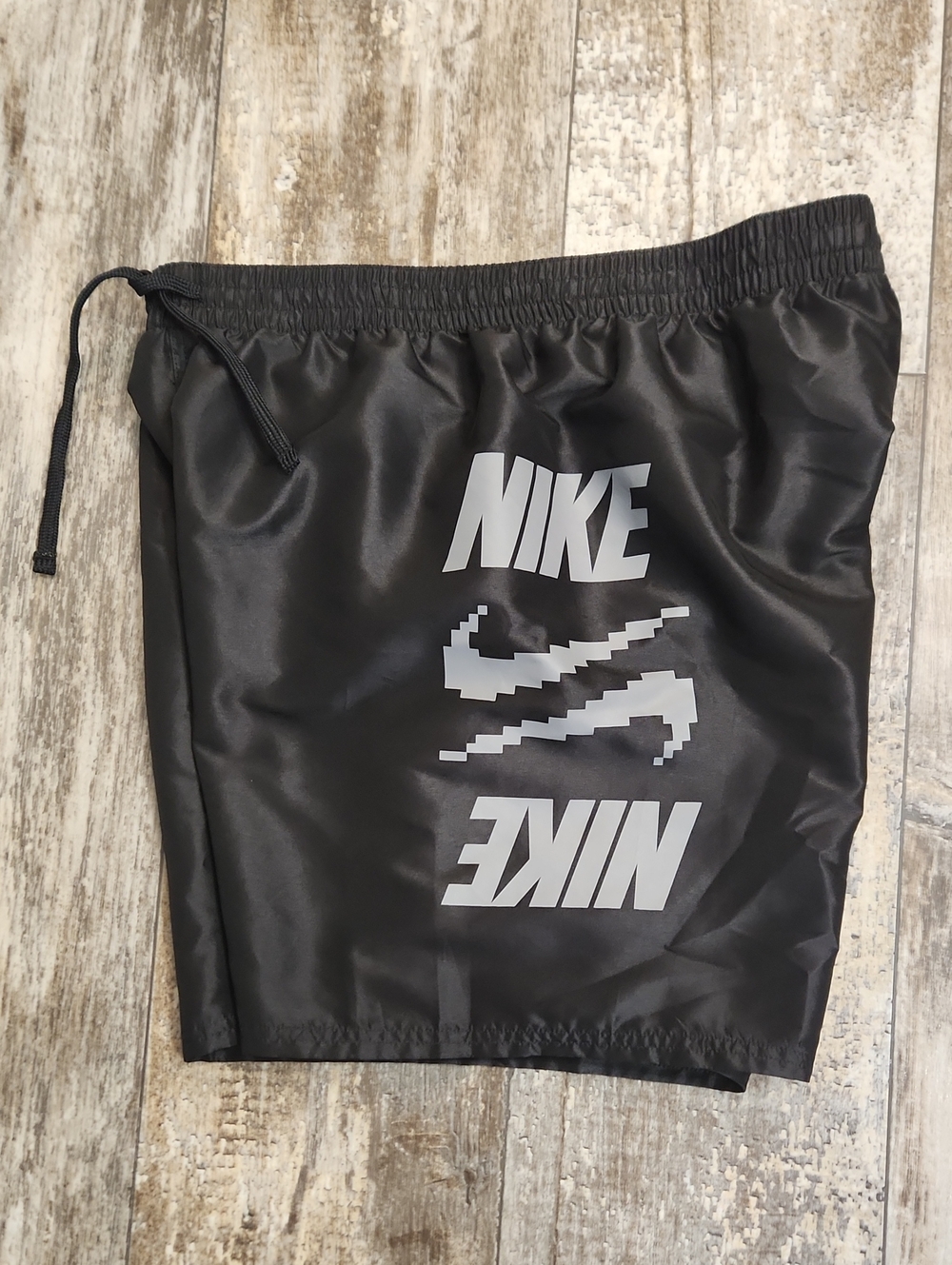 Nike Men’s Black Swim Shorts with Gray Logo